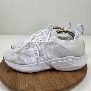 Under Armour Project Rock Shoes Mens Size 10 White HOVR Training Sneakers Gym